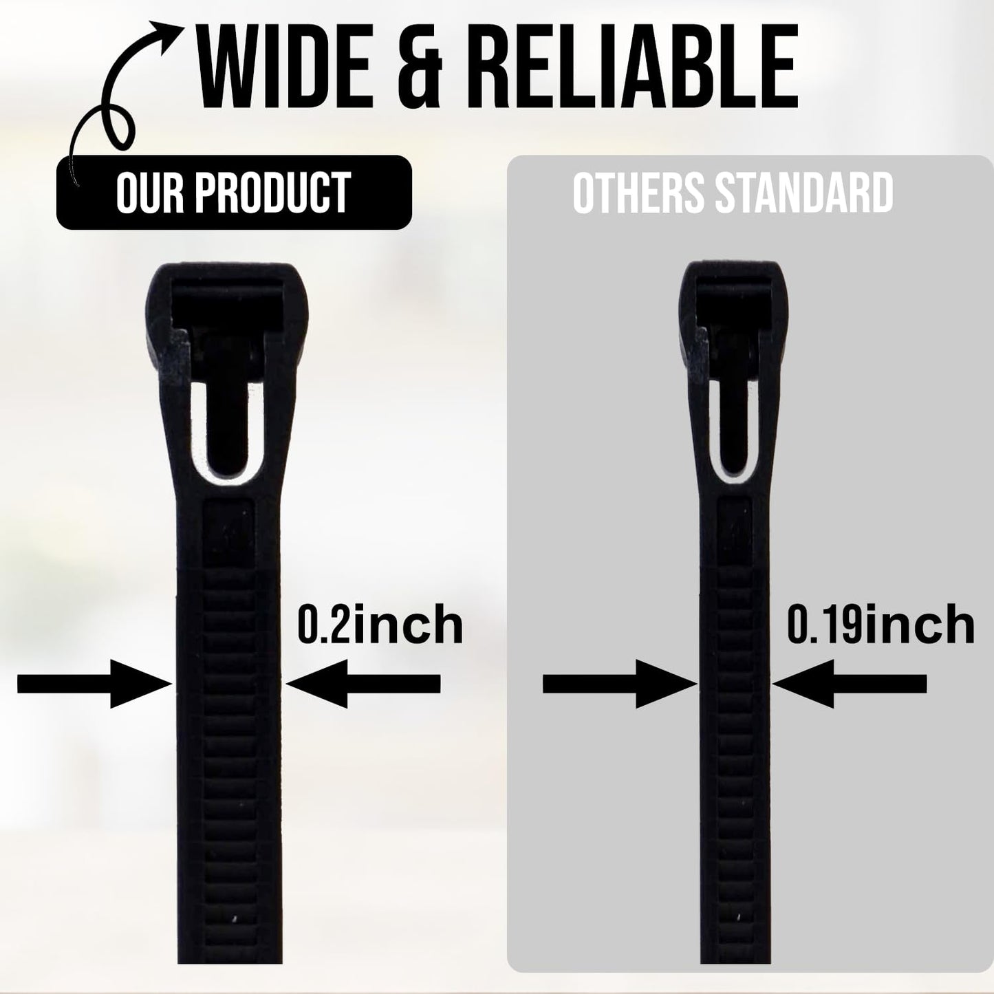 ESC Group -100PCS Releasable Cable Ties - Heavy-Duty, Adjustable & Reusable Zip Ties for Home, Office, or Outdoor Use - 8 Inch Premium Nylon Cable