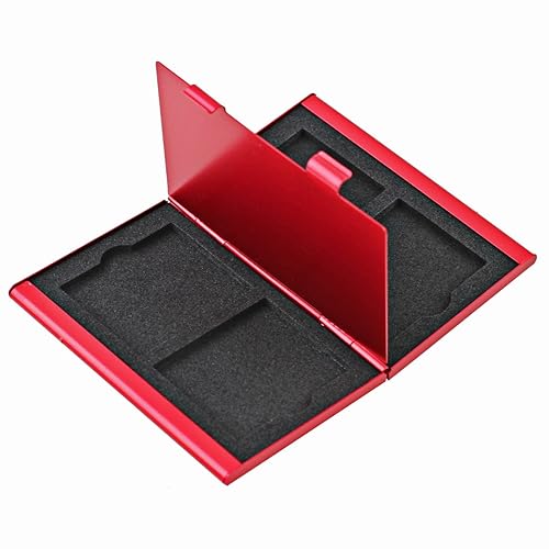 Foto&Tech RED Aluminum Memory Card Carrying Case 4 Slots Compatible with Compact Flash Card Lexar SanDIsk Kingston Sony