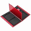 Foto&Tech RED Aluminum Memory Card Carrying Case 4 Slots Compatible with Compact Flash Card Lexar SanDIsk Kingston Sony