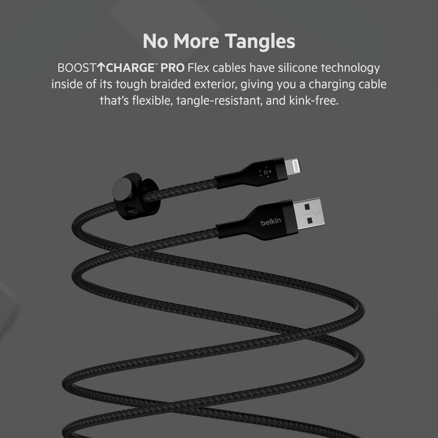 Belkin BoostCharge Pro Flex Braided USB Type A to Lightning Cable (2M/6.6FT), MFi Certified Charging Cable for iPhone 13, 12, 11, Pro, Max, Mini, SE…