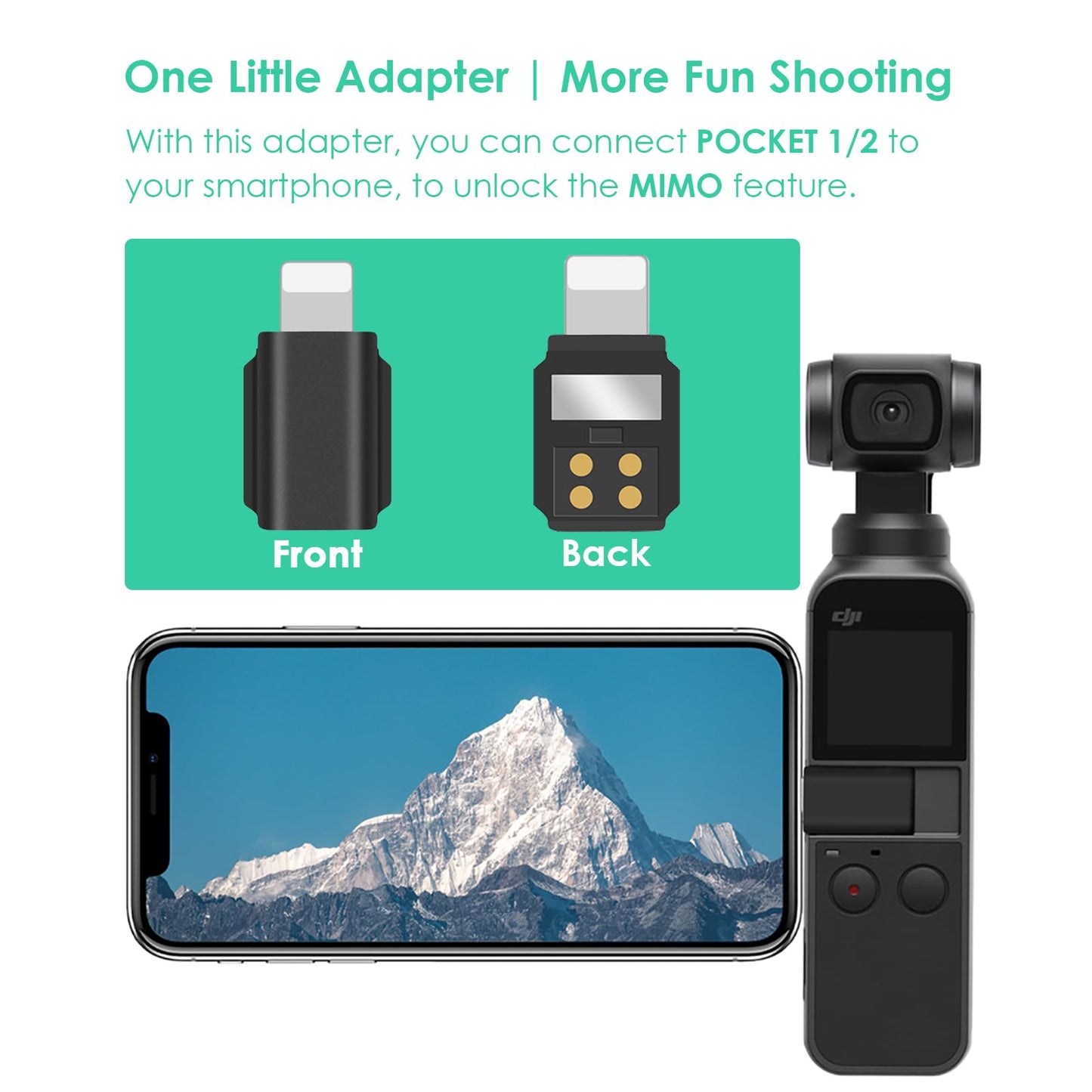 CAPART Phone Adapter for DJI DJI OSMO Pocket 2 and Osmo Pocket, iOS Phone Connector Adapter, Fast Transmitting NO Delay (to Smartphone iOS)