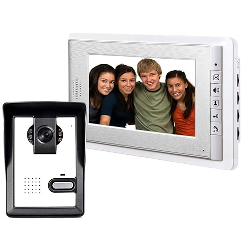 AMOCAM Wired Video Intercom Doorbell System 7 Inches LCD Monitor Video Door Phone Kits Support Monitoring,Unlock,Dual-Way Door Intercom for Villa