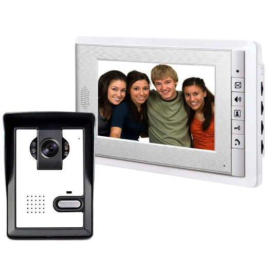 AMOCAM Wired Video Intercom Doorbell System 7 Inches LCD Monitor Video Door Phone Kits Support Monitoring,Unlock,Dual-Way Door Intercom for Villa