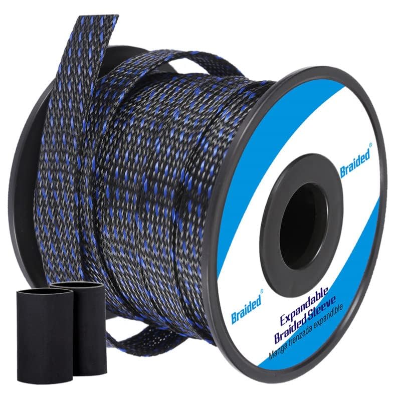 100ft - 1/8 Inch Cable Management Sleeve Protector,Wire Loom PET Expandable Wire Sleeving for Office Computer Home Theater Engine Bay Cord