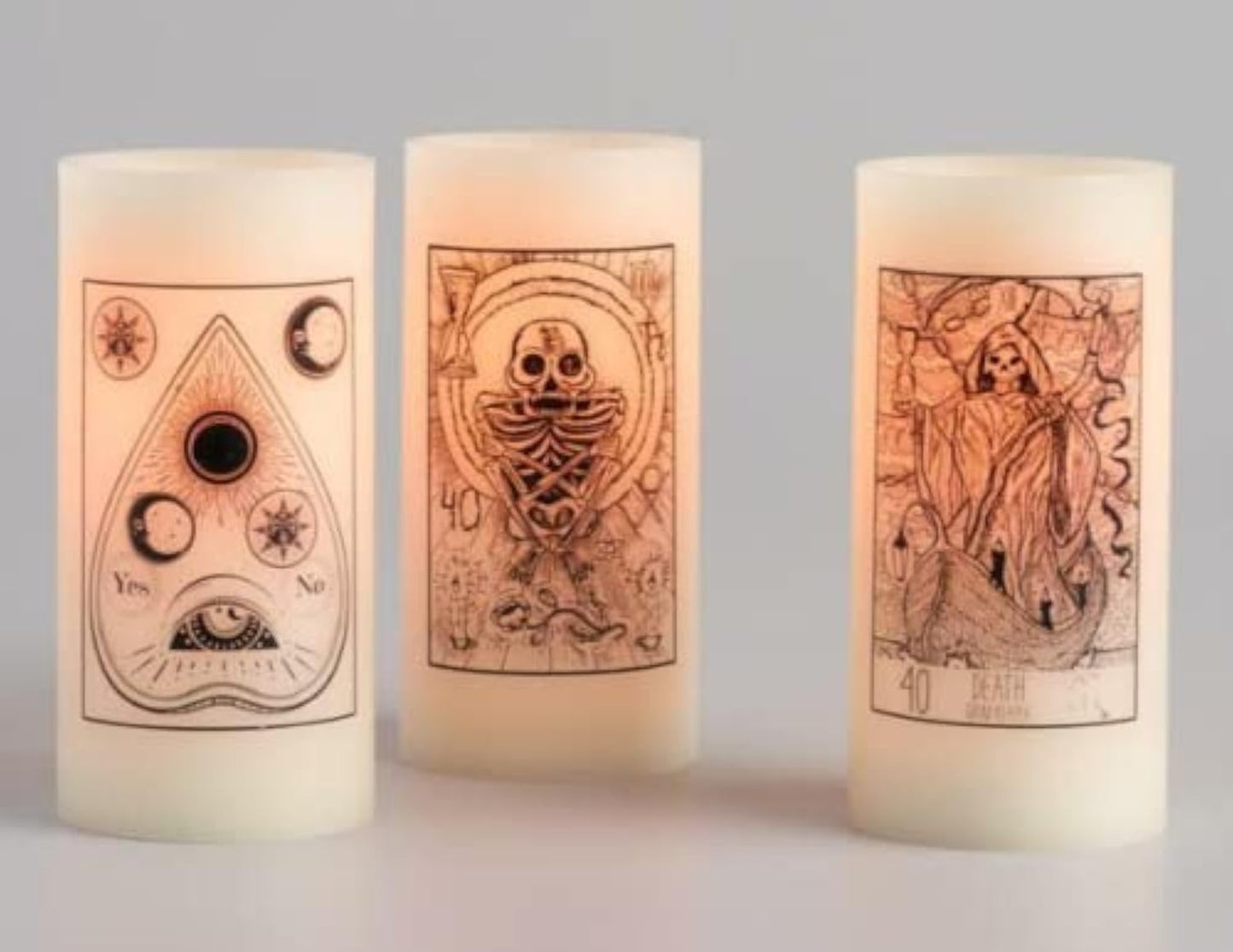 Inglow Set of 3 Tarot Cards Flameless 6" Pillar Candles