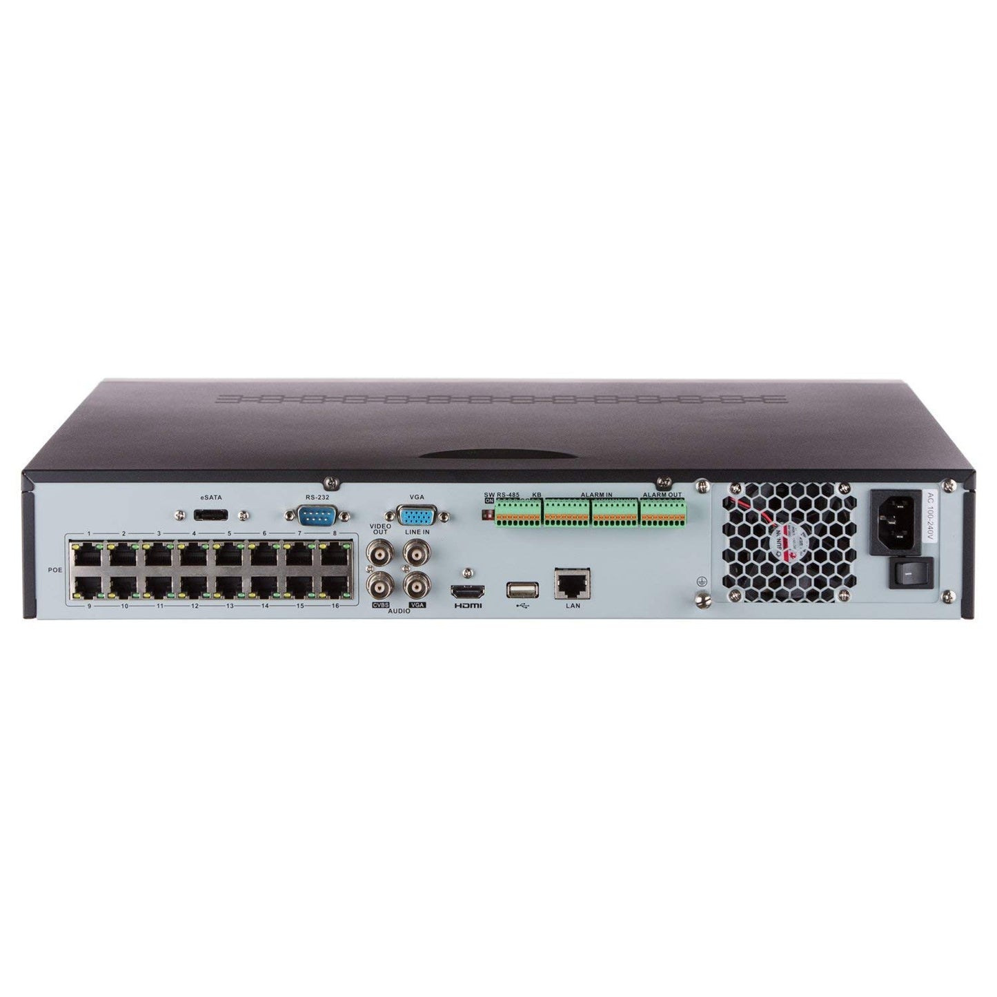 Hikvision OEM 16 Channel NVR Compatible as DS-7716NI-SP/16, H.264, Upto 6MP, Integrated 16 Port PoE, HDMI, 4-Sata, 2 TB HDD Included