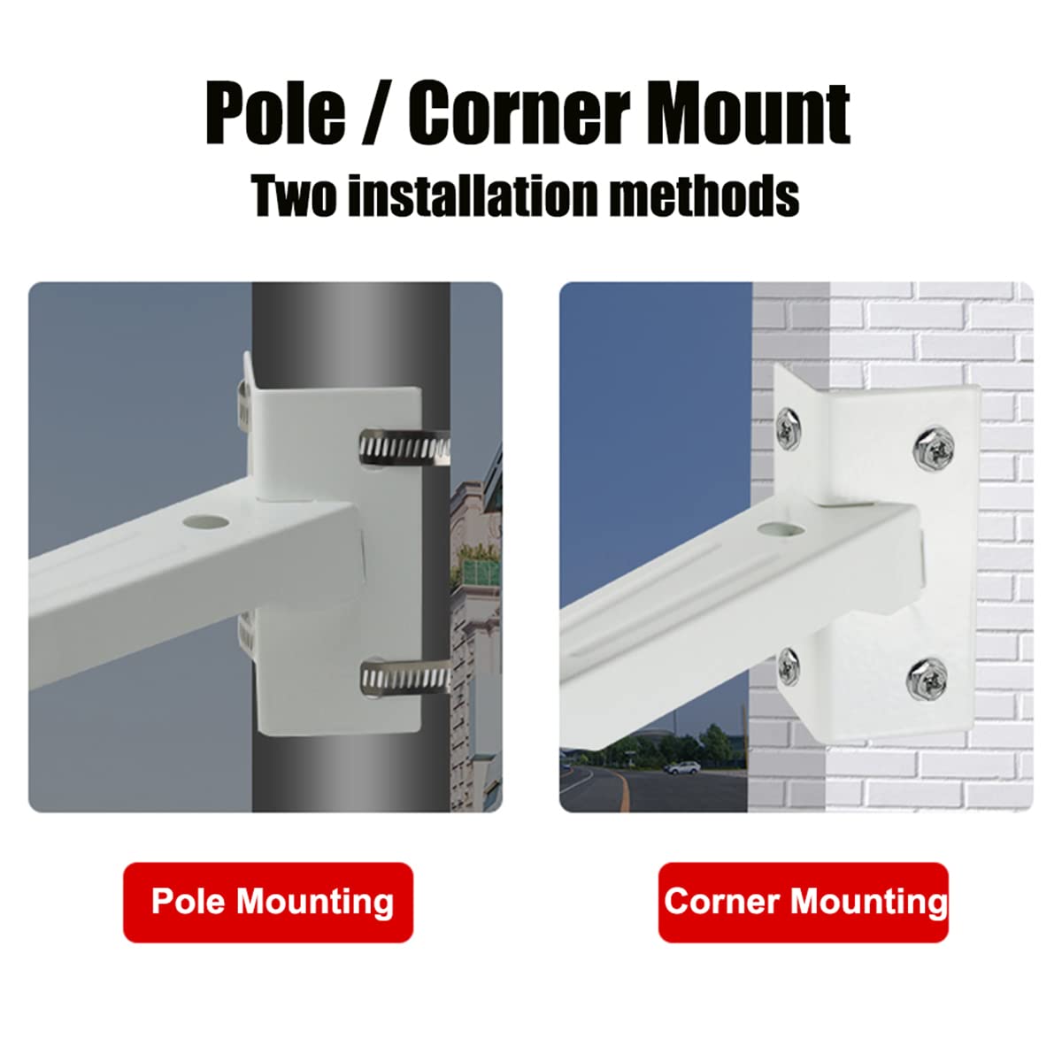 CTXSumTec Aluminum Alloy Corner Pole Mounting Bracket for Security Camera, Universal Wall Corner Mounting Bracket Holder Stand for Surveillance Camera