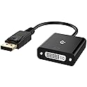 Rankie DP to DVI Adapter, Gold Plated DisplayPort to DVI Male to Female Converter (Black)