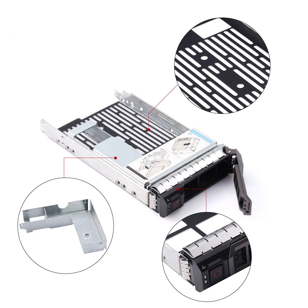 mveohos 3.5" SAS/SATA Hard Drive Tray Caddy with 2.5" HDD Adapter SSD SAS SATA Bracket for Dell Poweredge R320, R420, R720, T320, T420, T620 Servers