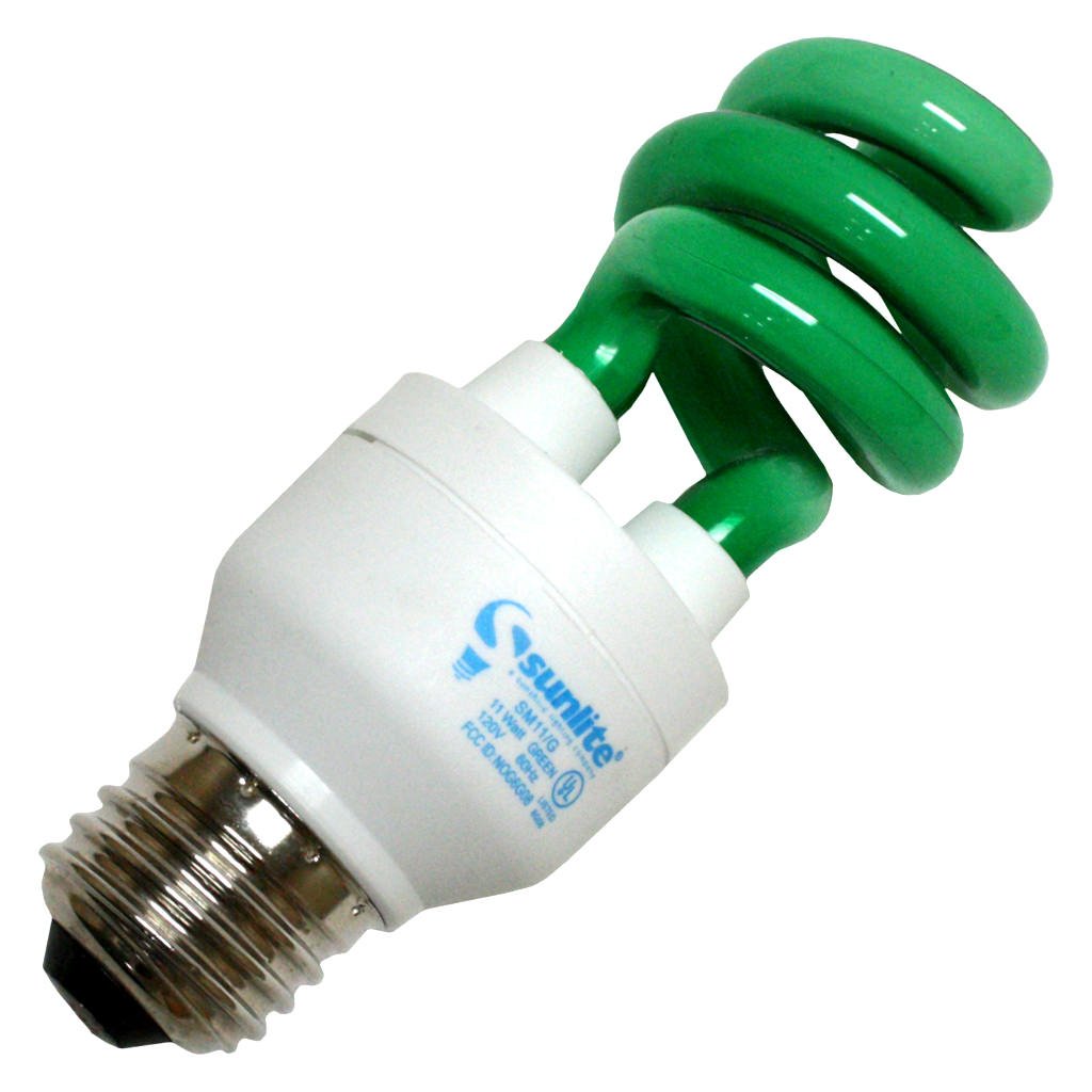 Sunlite SM11/G 11 Watt Mini Spiral Energy Saving CFL Light Bulb Medium Base Green