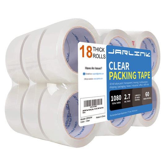 JARLINK 18 Rolls Clear Packing Tape, Heavy Duty Packaging Tape