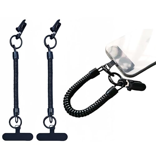 ZFNEAM]2PCS Retractable Phone Lanyard with Heavy-Duty Clip Outdoor Compatible with Pixel Most Smartphones (2*Black+Tab)