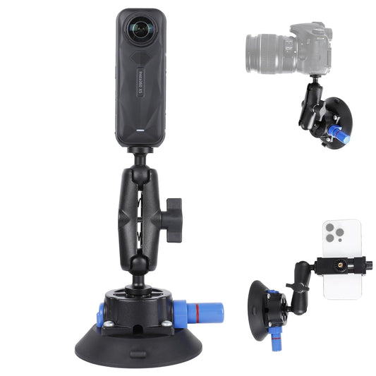 PellKing Camera Vacuum Suction Cup Mount Compatible with Insta360 X5/X4/X3,GoPro Series and DSLR Camera,iPhone 16/15/14/13/12 Series,3.94” Double Ball