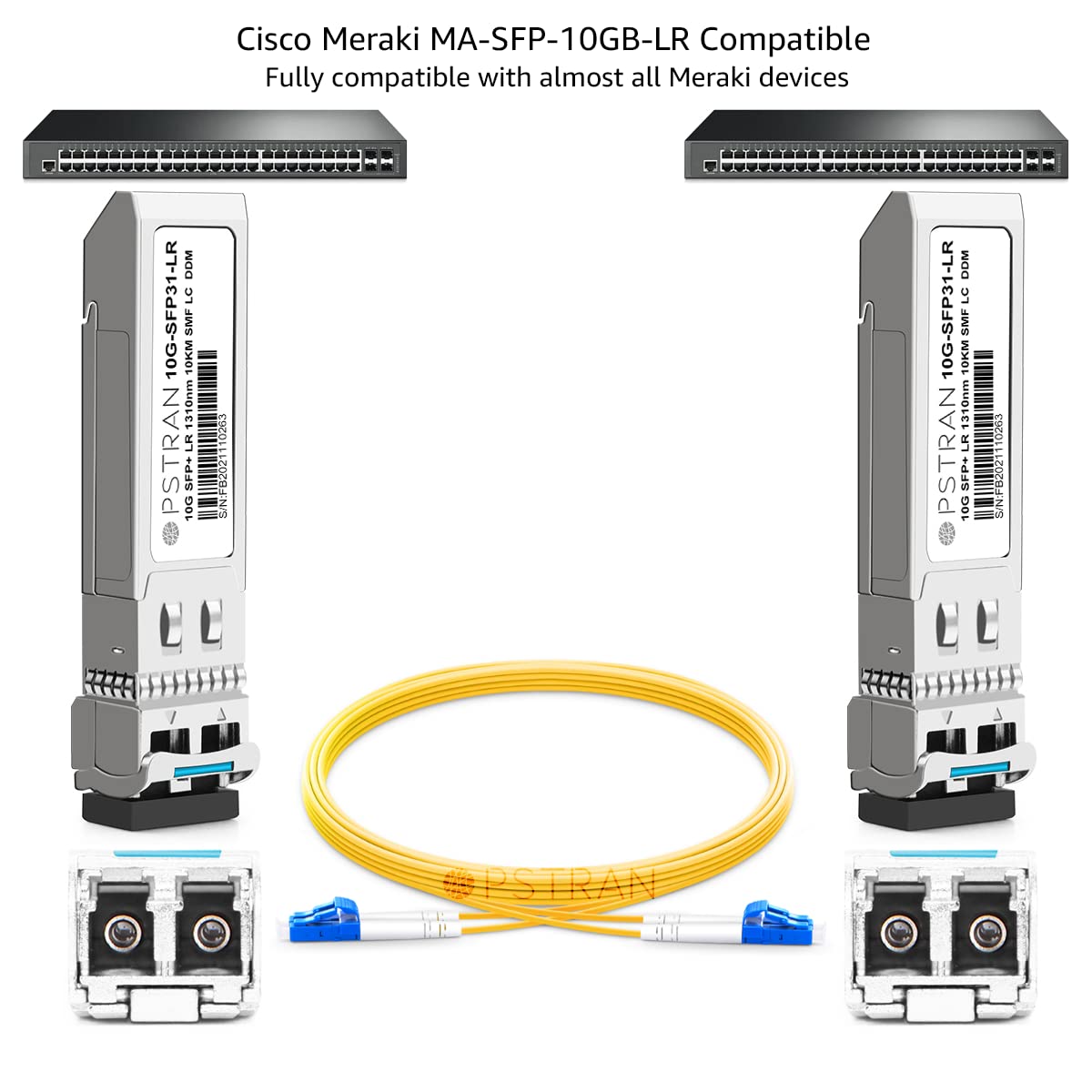 OPSTRAN 10GBASE-LR SFP+ Optical Transceiver Module Compatible with Cisco Meraki MA-SFP-10GB-LR 10G SFP+ LR 1310nm 10km DDM Duplex LC SMF