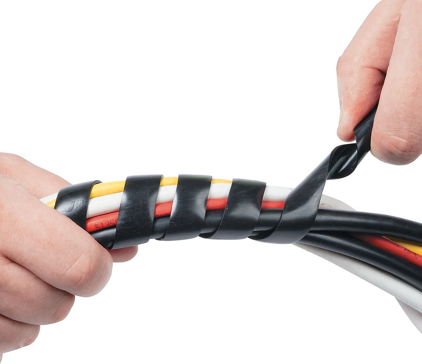 D-Line 8.2ft Black Cord Wrap, Spiral Cable Sleeve, Wire Wrapper for Cables 0.39-1.5in Diameter, Computer Cord Organizer, Wrap by Hand Cord Bundler
