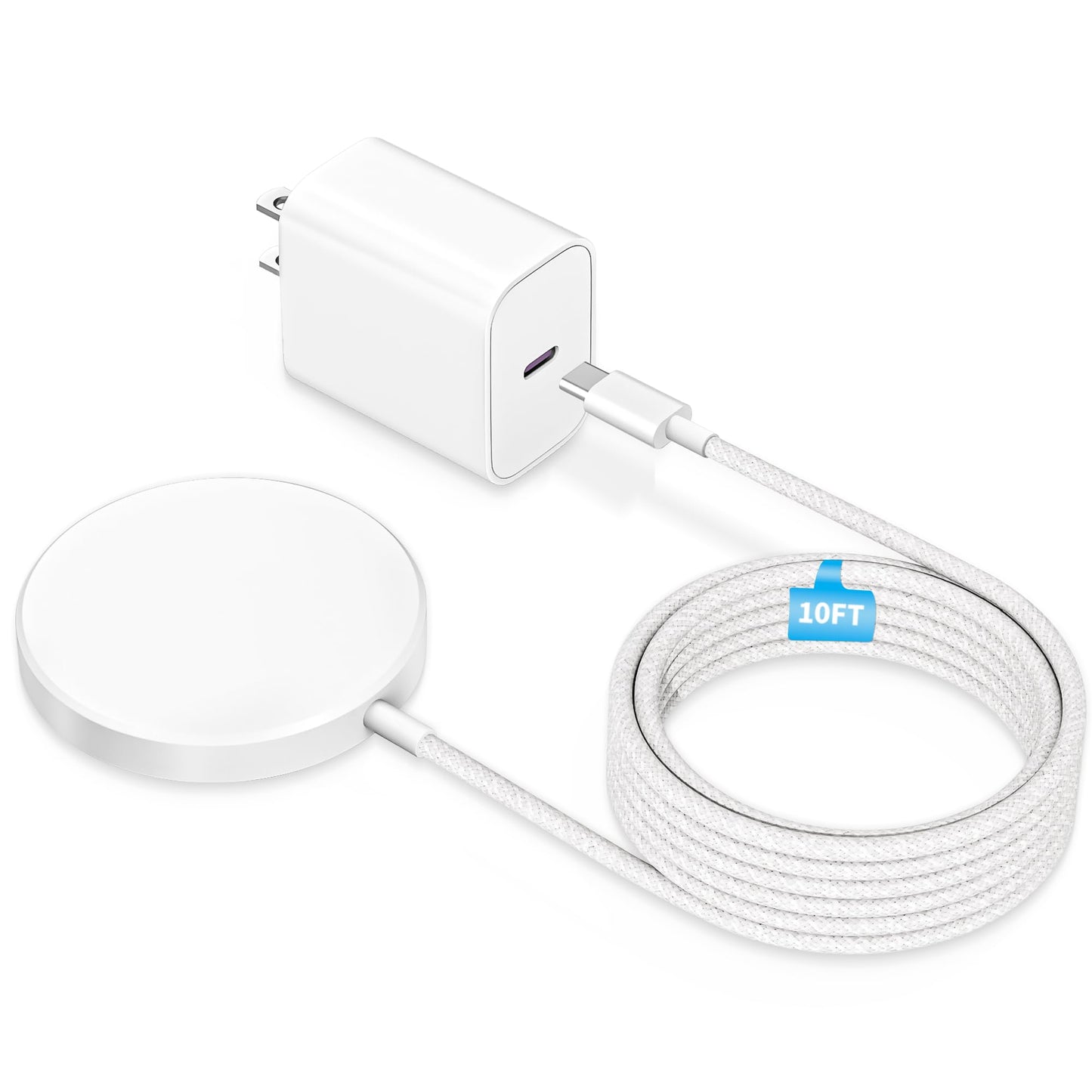 [Apple Certified] Magnetic Wireless Charger, 10FT Long 25W iPhone Magsafe Charger Fast Phone Charging Pad Wireless Magnetic Braid Cable Charge