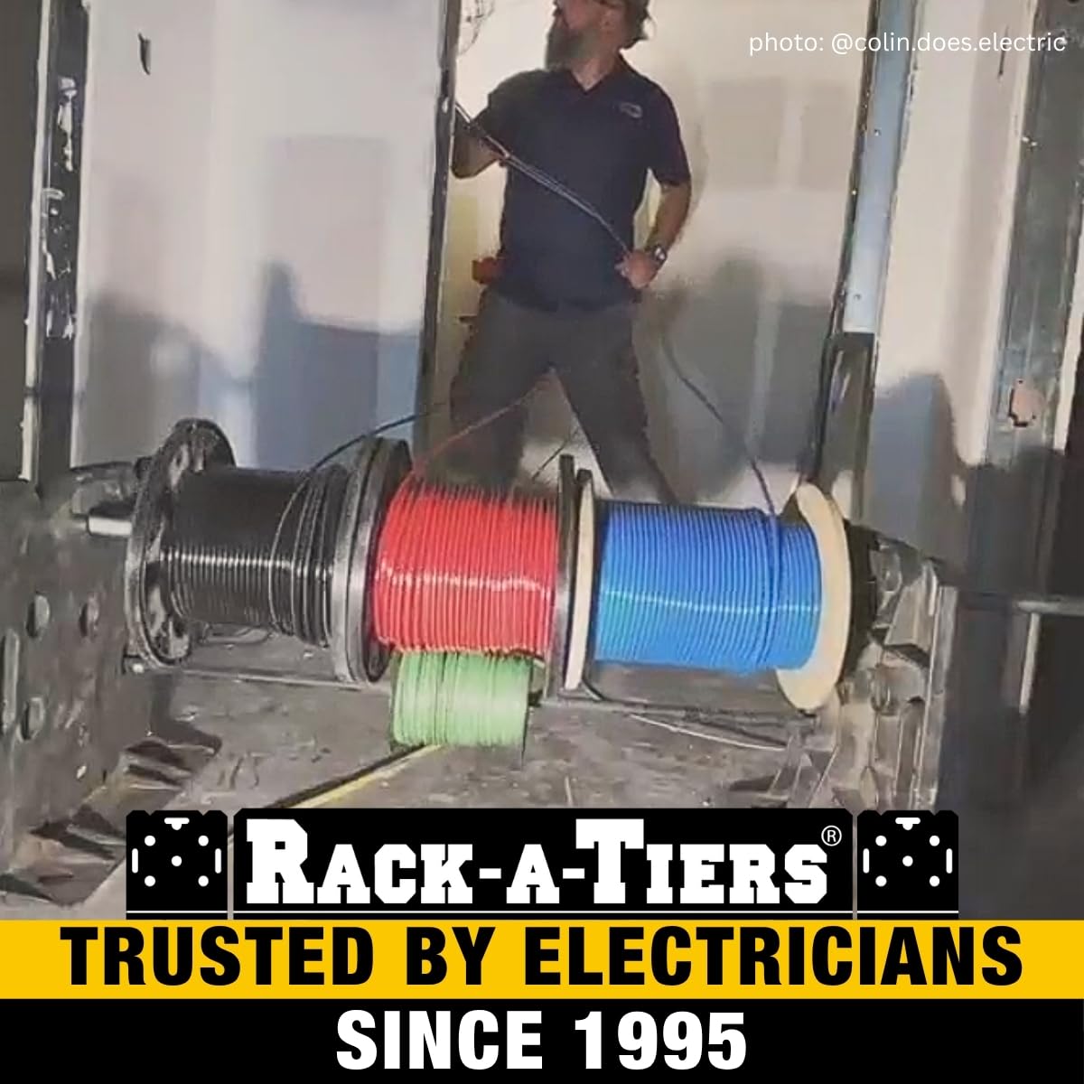 Rack-A-Tiers 2.0 Wire Dispenser - Cable Reel Rack, Electrician Wire Spool Caddy, Multi Reel Wire Dispenser, Spool Rack, 300 lb Capacity (#11480)