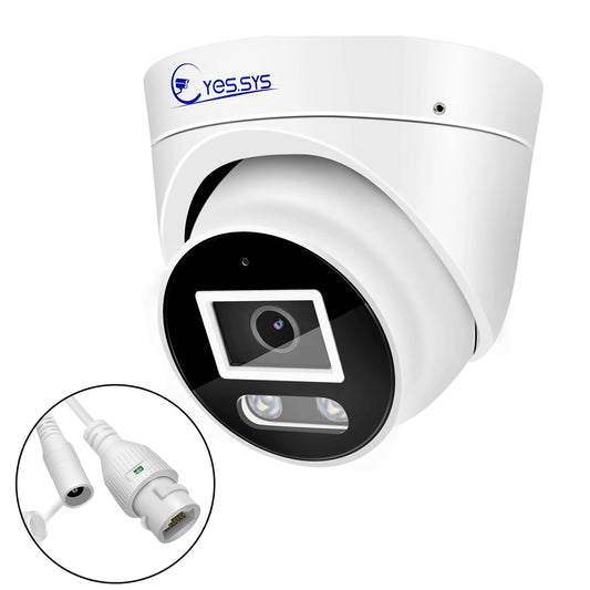 Eyessys HD 4K 8MP IP Turret Dome Camera Color Night PoE with Microphone(Audio), 24/7 Full Time Smart Dual Light LED, Weatherproof IP67 Indoor Outdoor