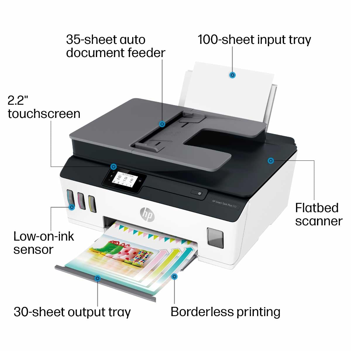 HP Smart Tank Plus 651 Wireless All-in-One Printer, Ink Tank Printer-for-Home Use, 2 Years of Ink Included Auto Document Feeder, Mobile Print, Scan