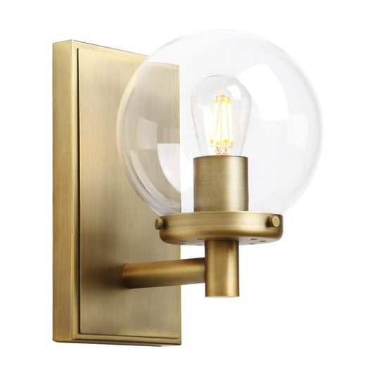 Pathson Vintage Globe Glass Wall Sconce, Hardwired Bathroom Vanity Lighting, Brass Wall Lamp Fixtures for Living Room