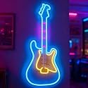 Electic Guitar Neon Light, Guitar Neon Sign, LED Wall Decor with USB Powered (6.5ft cable), Dimmable Light Guitar Gifts Aesthetic Decor for Man Cave