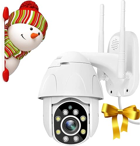 TOURALLE Security Camera for Outdoor-1080P Surveillance Camera with 355° Horizontal & 90° Vertical Control - Ideal for Garden Monitoring, Waterproof