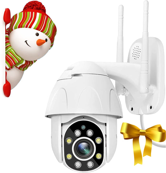 TOURALLE Security Camera for Outdoor-1080P Surveillance Camera with 355° Horizontal & 90° Vertical Control - Ideal for Garden Monitoring, Waterproof