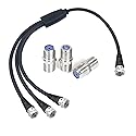 RedYutou F-Type RG6 Adapter 3-Way Internet and TV 75 Ohm Splitter - F Male 1 to 3 F Male Cable 30cm (12 Inches) With F-Type Female Adapter 3pcs