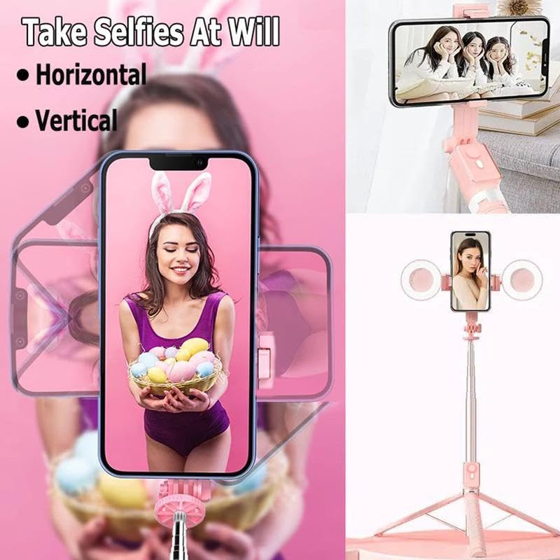 Selfie Stick Tripod with Light and Bluetooth Remote, 67" Extendable Mini Tripod Stand for iPhone Samsung Android, 6 in 1 Wireless Selfie Stick