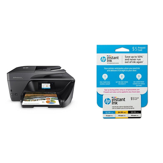 HP OfficeJet Pro 6978 All-in-One Wireless Printer with Mobile Printing (T0F29A) and Instant Ink Prepaid Card for 50 100 300 Page per Month Plans