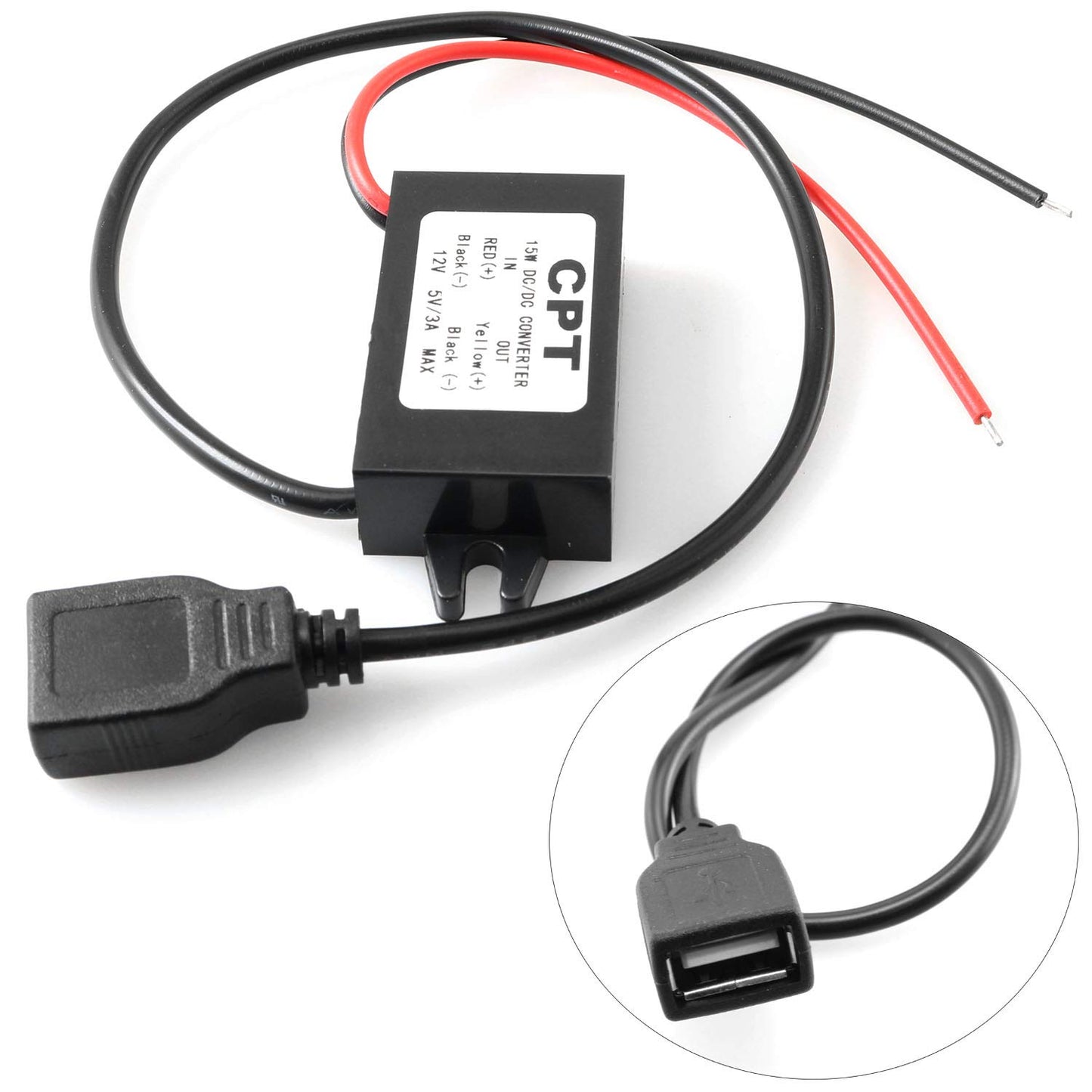 DGZZI DC Converter Buck Module 12V to USB 5V 3A DC-DC Converter Step Down Adapter for Car
