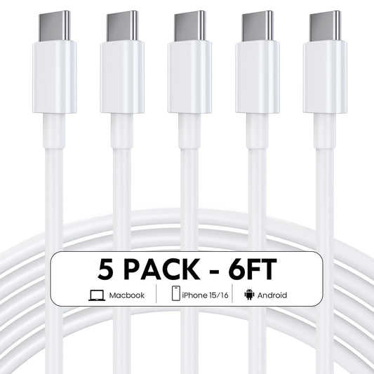 ZCSSQZ USB C to USB C Cable, 60W 6 FT USB Type C Fast Charging Cable for iPhone 16/16 Plus/16 Pro Max/15/15 Plus/15 Pro Max, MacBook Pro, iPad Pro