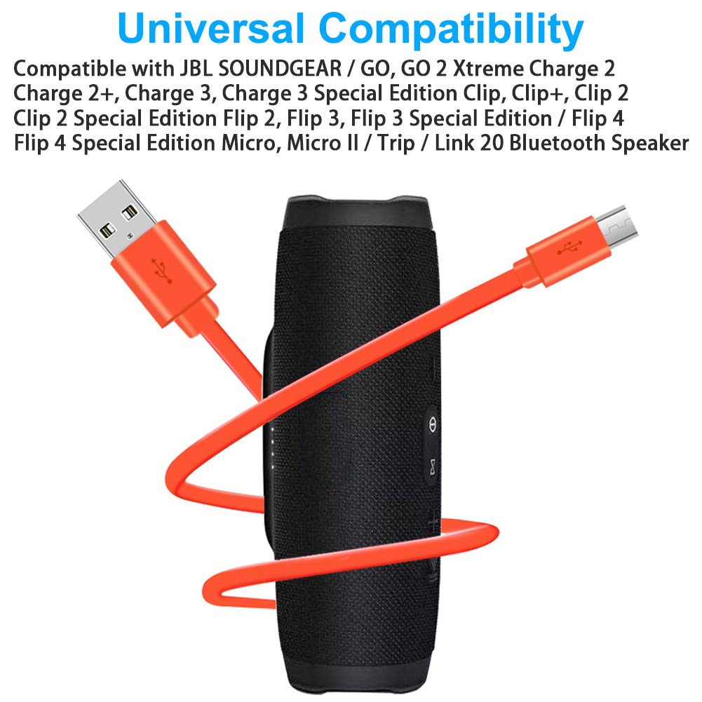 VOTY USB Charger Cord for JBL Charge 3,Charge 2 Wireless Bluetooth Speaker,Micro USB Charger Cord for JBL Flip 4 3,2,2+,Clip Pluse,GO,GO 2,Fast