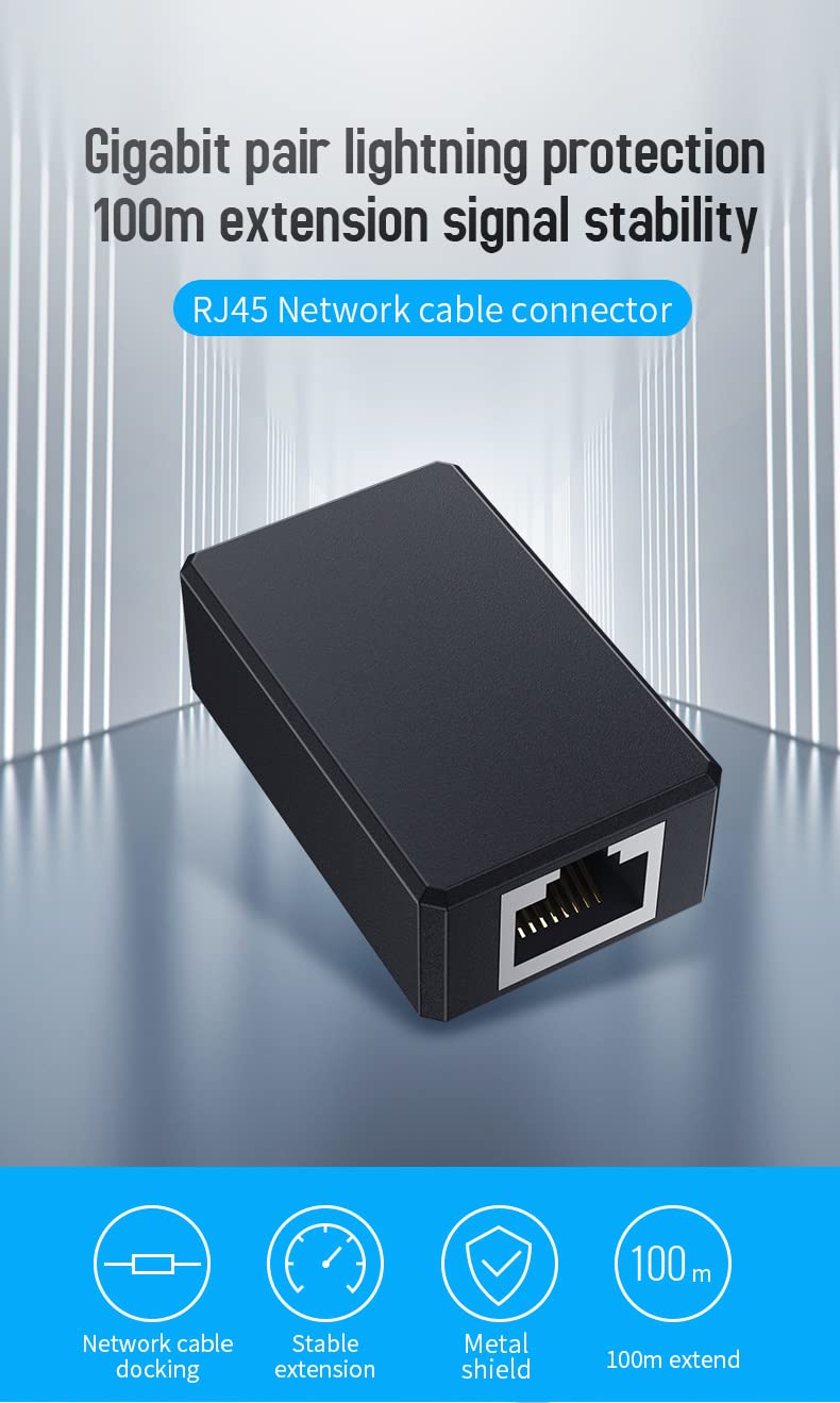 RJ45 Network Coupler, Ethernet Connectors, Ethernet Cable Extender Connector, Outdoor Arrester Protection Network Cable Extension Adapter - Female