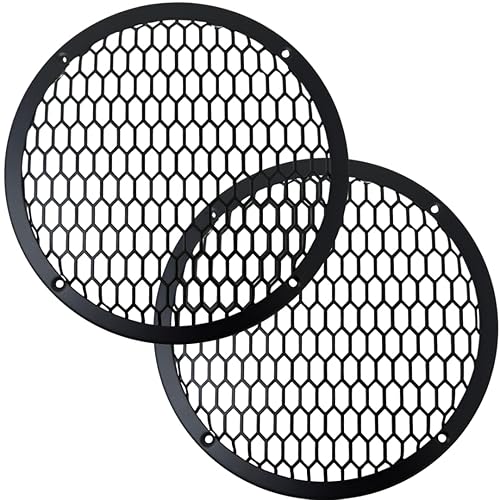BassRockers 8" Metal Speaker Grill Cover HeavyDuty HexMesh Protective Grill Guard 8" Car Audio Speakers/Subwoofers, Universal Fit, Matte Black, 4-Hole