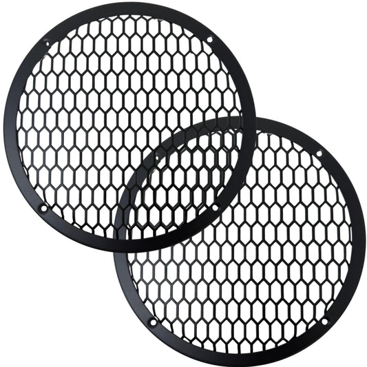BassRockers 8" Metal Speaker Grill Cover HeavyDuty HexMesh Protective Grill Guard 8" Car Audio Speakers/Subwoofers, Universal Fit, Matte Black, 4-Hole