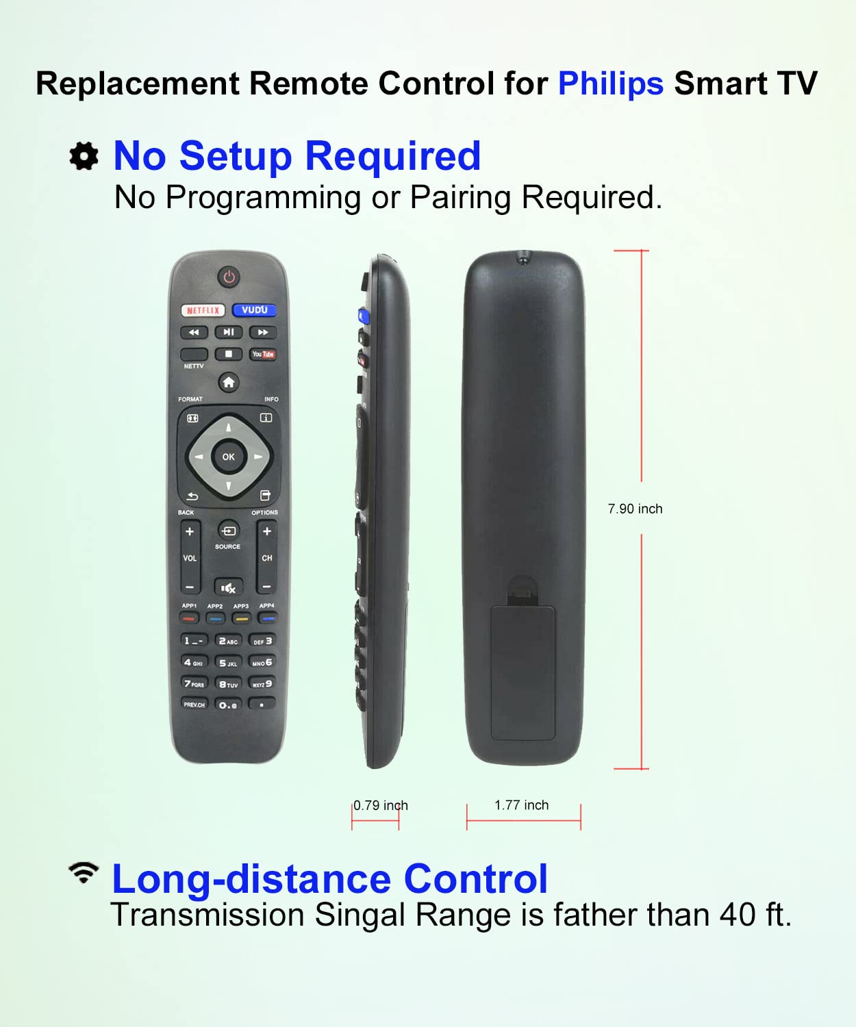 JISOWA Replacement Remote Control Universal for Philips Smart TV 50PFL5603/F7 NH500UP URMT41JHG006 URMT41JHG003 58PFL4609/F7 55PFL5601/F7 55PFL5402/F7