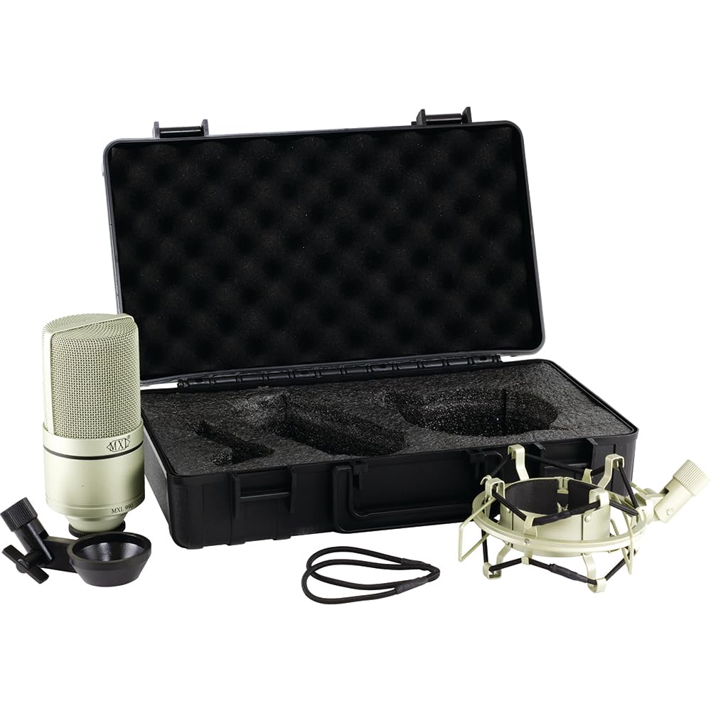 MXL 990 Condenser Microphone for Podcasting, Singing, Home Studio Recording, Gaming & Streaming | Detailed Sound | XLR | Large Diaphragm (Champagne)