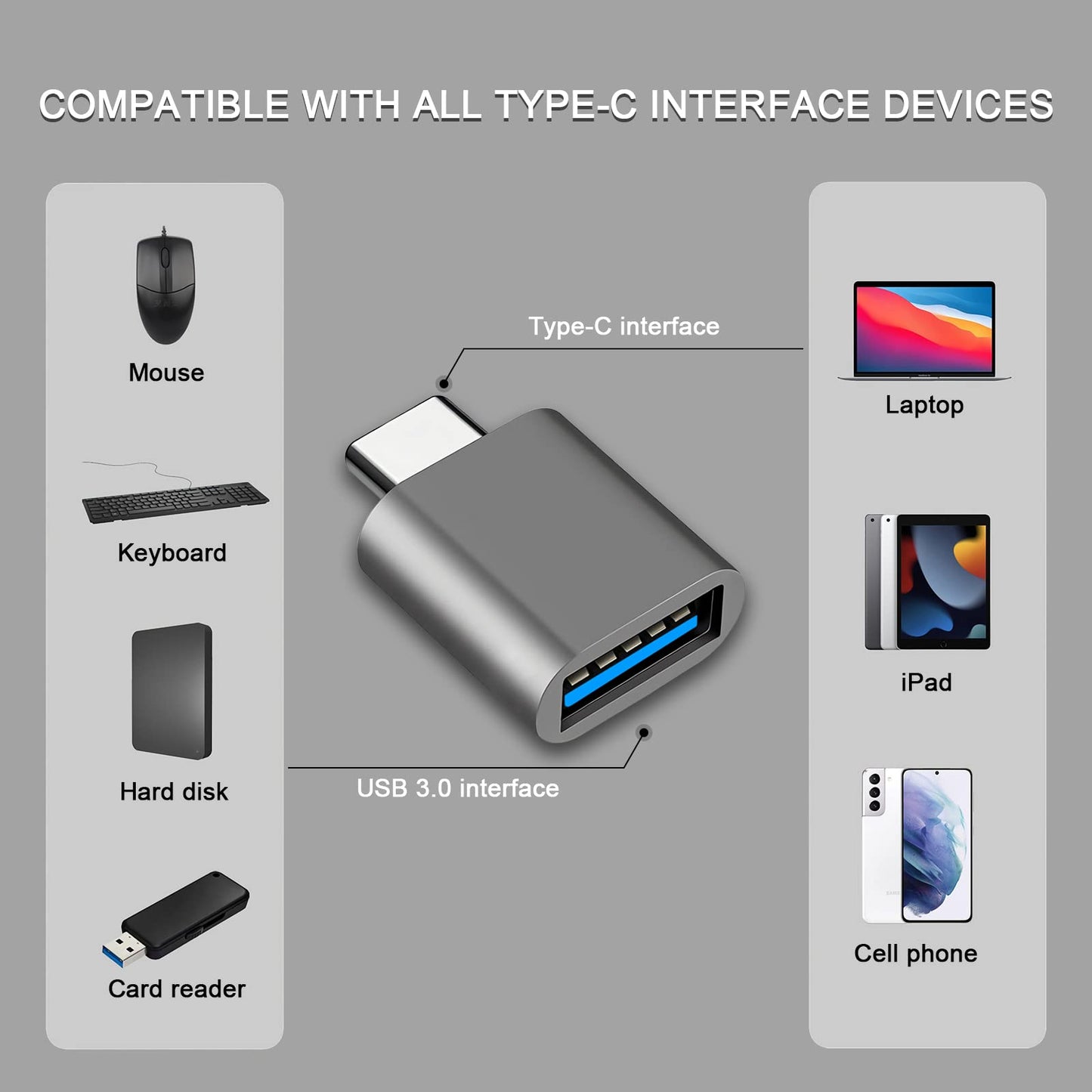 USB C to USB Adapter, Type C Thunderbolt 4 OTG Converter, USB C Male to USB 3.0 Female Adapter (3-Pack) for Apple MacBook Pro, Mac Book, iPad…