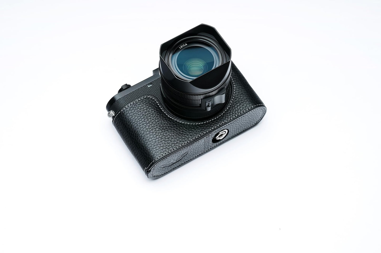Camera Case for Leica Q3, BMAOLLONGB Handmade Genuine Real Leather Half Camera Case Bag Cover for Leica Q3 Camera Bottom Opening Version + Hand Strap
