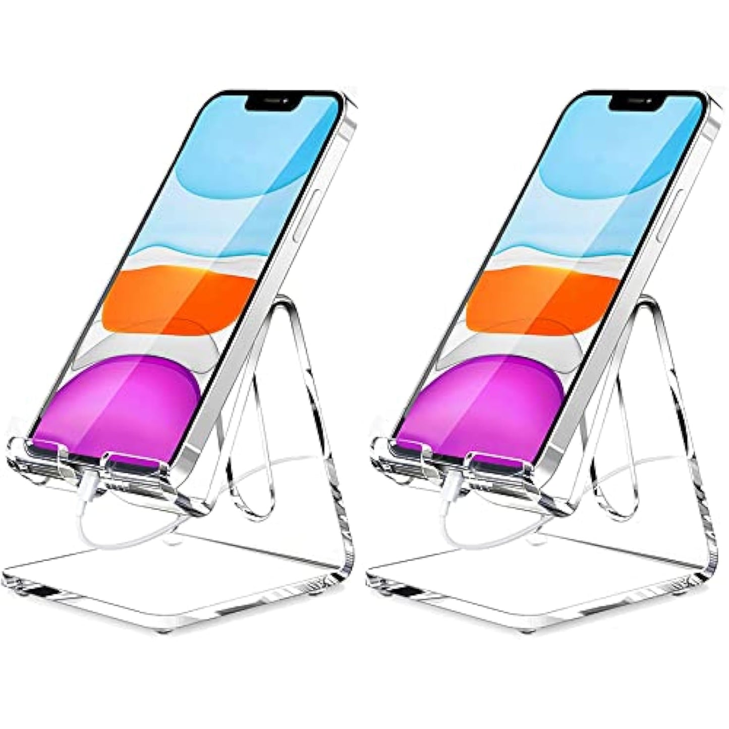 Crpich Acrylic Cell Phone Stand, Portable Phone Holder, Clear Phone Stand for Desk, Compatible with Phone16 15 14 13 12 Pro Max 11 Xr Plus SE, Switch