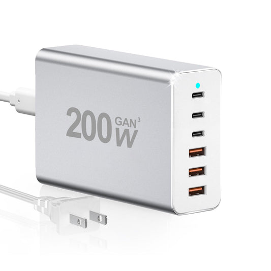 USB C Charger Block, 200W 6 Port Type C Charging Station Hub Block Cube, Wall Charger Adapter Plug for iPad iPhone 17 16 15 14 13 12 Pro Max Pixel