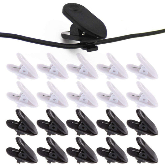 Clips for Earphone Wire,360 Degree Rotate Headphone Mount Cable Clothing Clip, Use for Fixing Headphone Wire,Black & White (20Pcs/Pack)