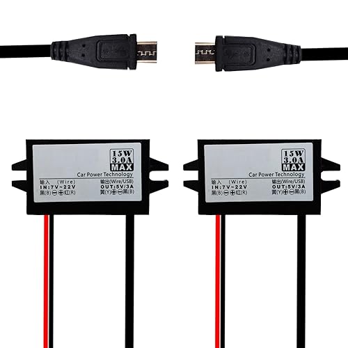 2Pcs 12V to 5V Buck Converter 3A Micro USB DC-DC Step Down Module Power Adapter Micro Output Connector Reduced Voltage Regulator Power Supply…