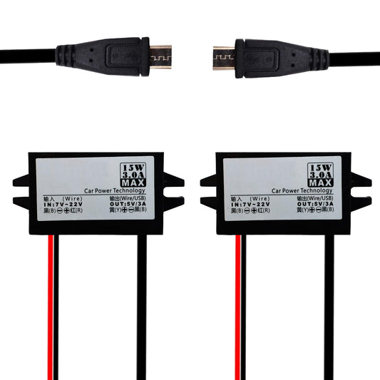 2Pcs 12V to 5V Buck Converter 3A Micro USB DC-DC Step Down Module Power Adapter Micro Output Connector Reduced Voltage Regulator Power Supply…