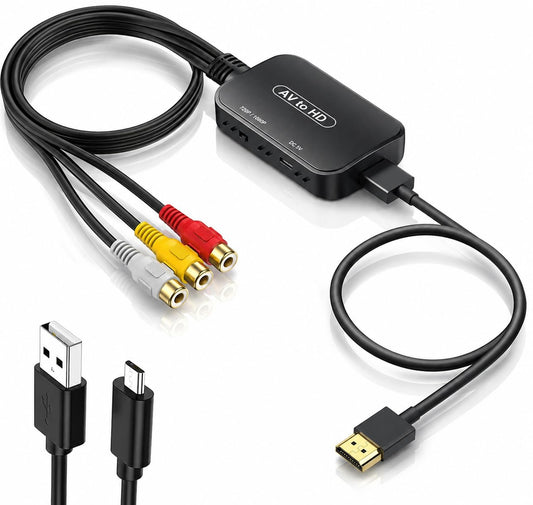 RCA to HDMI Adapter,Viagkiki AV Converter,RCA Female to HDMI Converter Composite Audio Video Converter for PS1, PS2, PS3, STB, Xbox, VHS