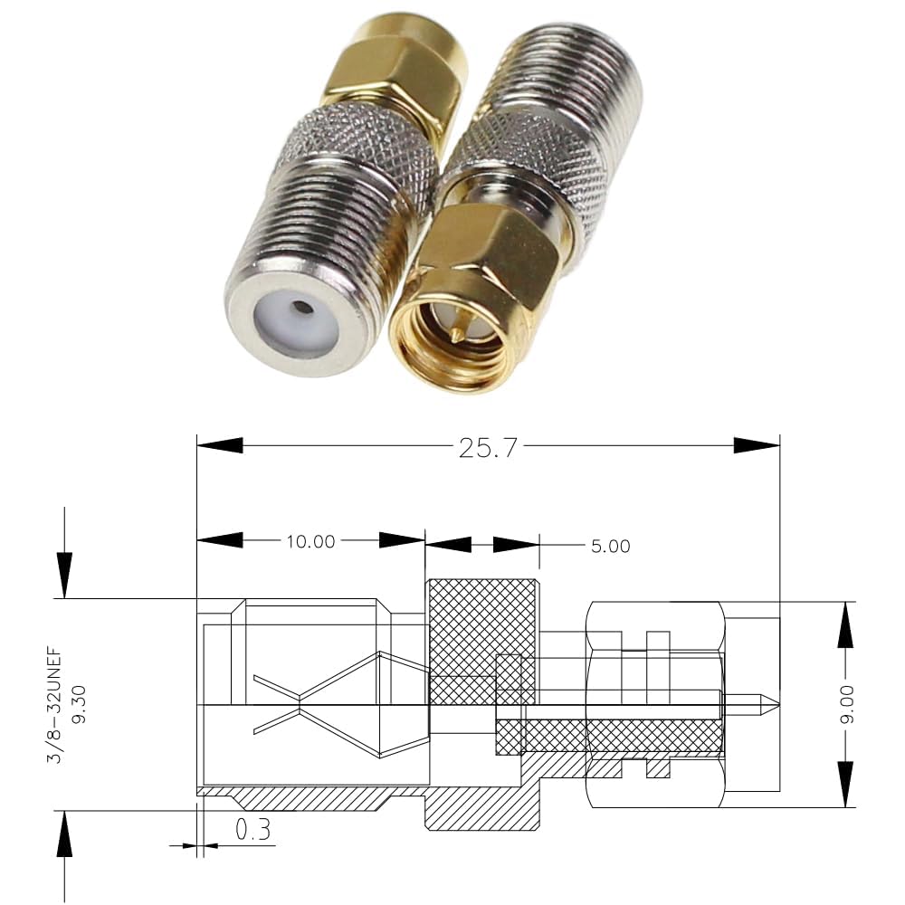 exgoofit F Type to SMA Male Female Coax Connector Coaxial Adapter 2 Sets 6 Pcs