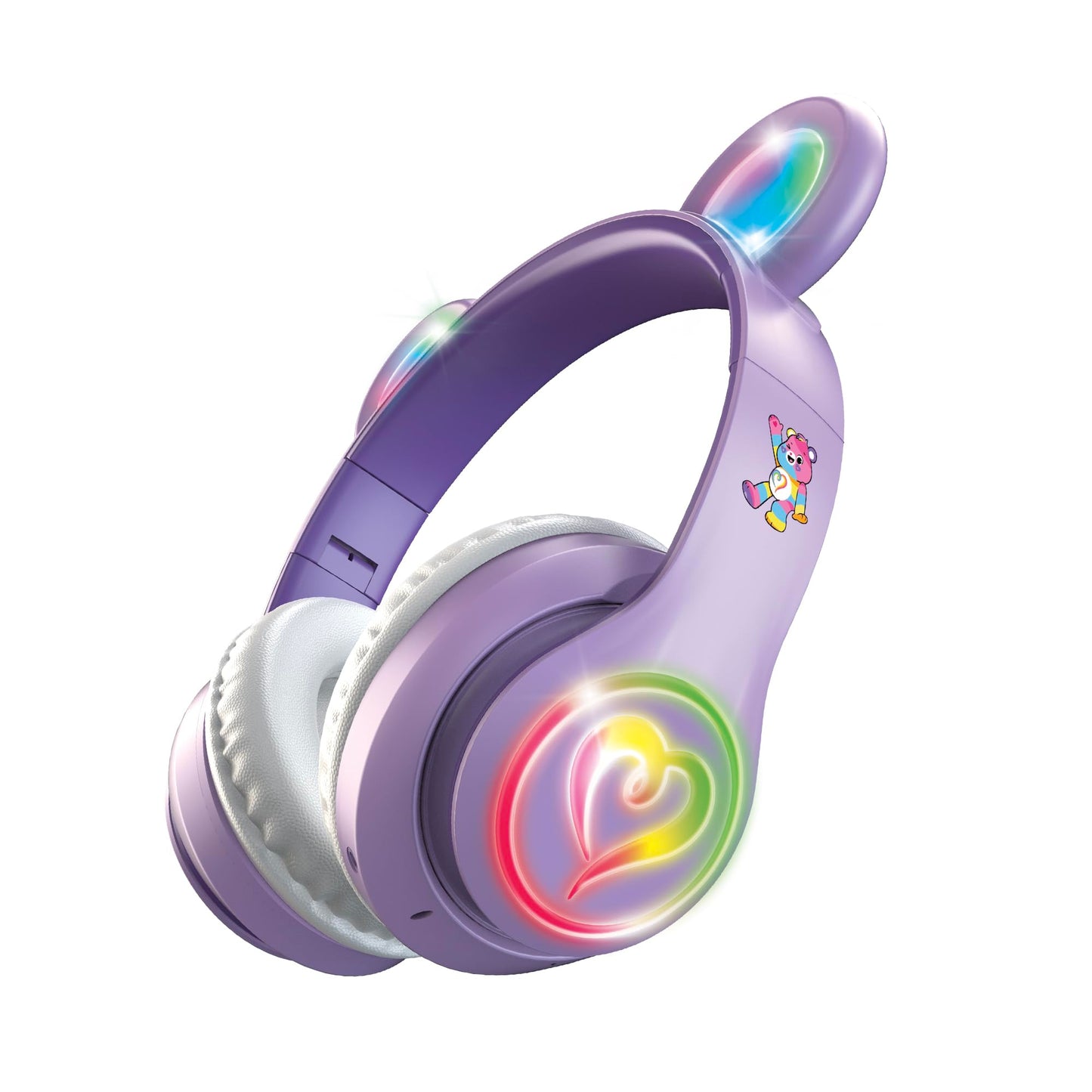 Care Bears Wireless LED Headphones with Light-Up Ears, Bluetooth Headphones for Kids, Adjustable Headband, Multicolor Lights, Hands-Free Calls