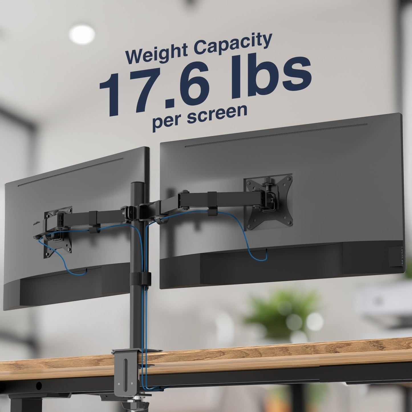 Desky Eco Dual Monitor Stand for Desk - Adjustable Dual Monitor Mount - Up to 32'' Dual Monitor Arm Desk Mount - Double Monitor Stand for 2 Monitors