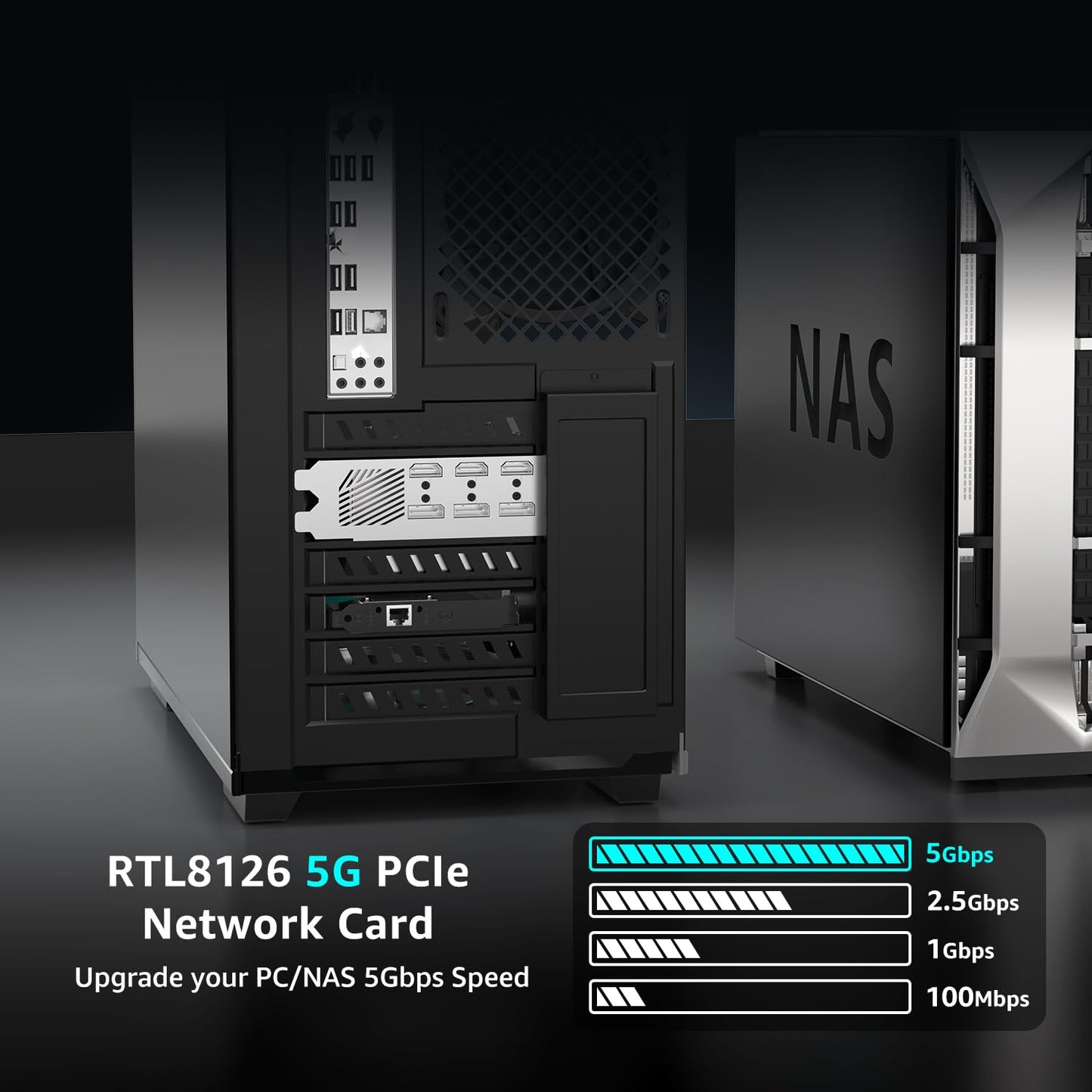 5Gb Base-T Network Card, Realtek RTL8126 Controller, NICGIGA 5G PCIe Ethernet Adapter Support WOL, 5Gbe RJ45 Port NIC Card, Windows10/11/Windows